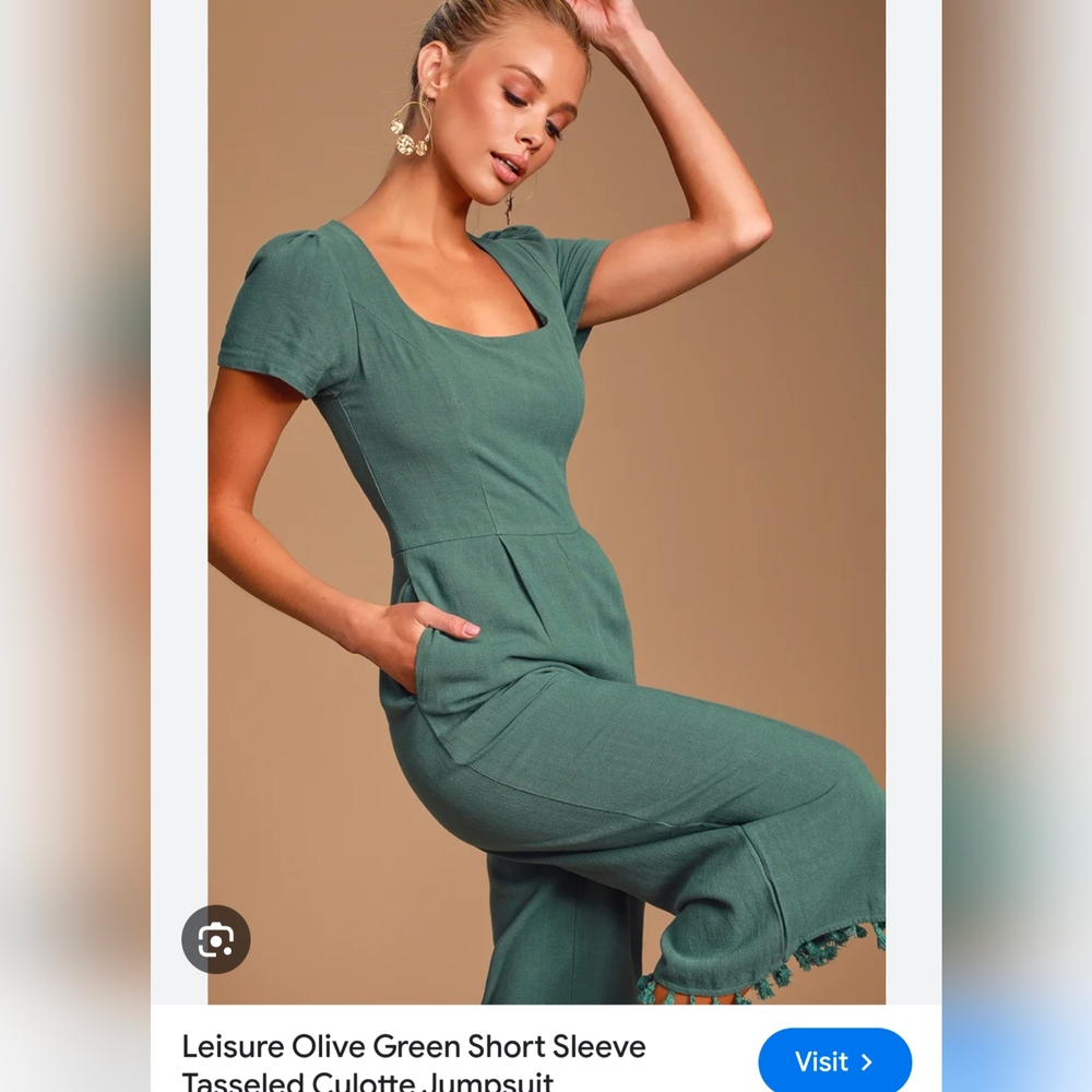 LuLus Leisure Olive Green Short Sleeve Jumpsuit